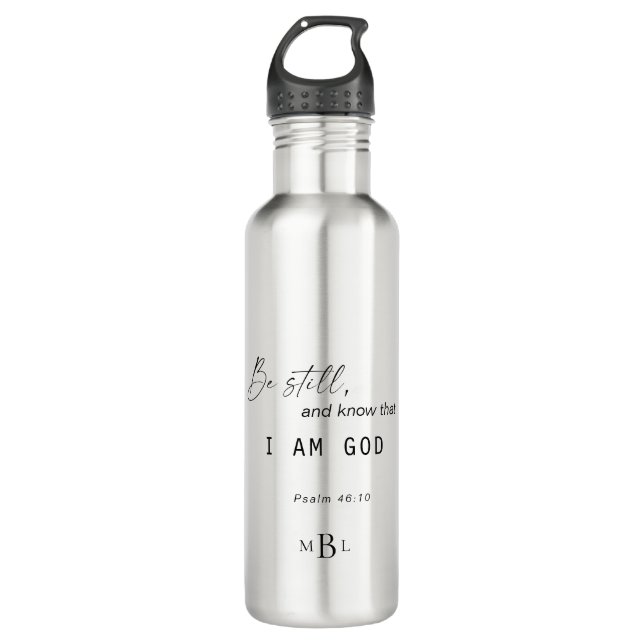 Bouteille D'eau Soyez toujours et sachez que je suis Dieu Écriture (Devant)