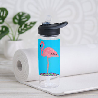 Bouteille D'eau Sparkly Pink Hanukkah flamingo beach