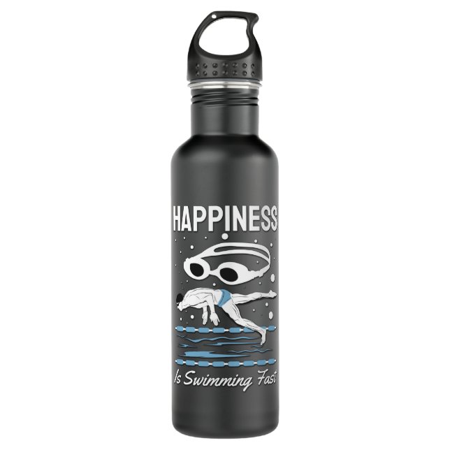 Bouteille D'eau Speedo Swimmer - Le bonheur est nager Rapide (Devant)