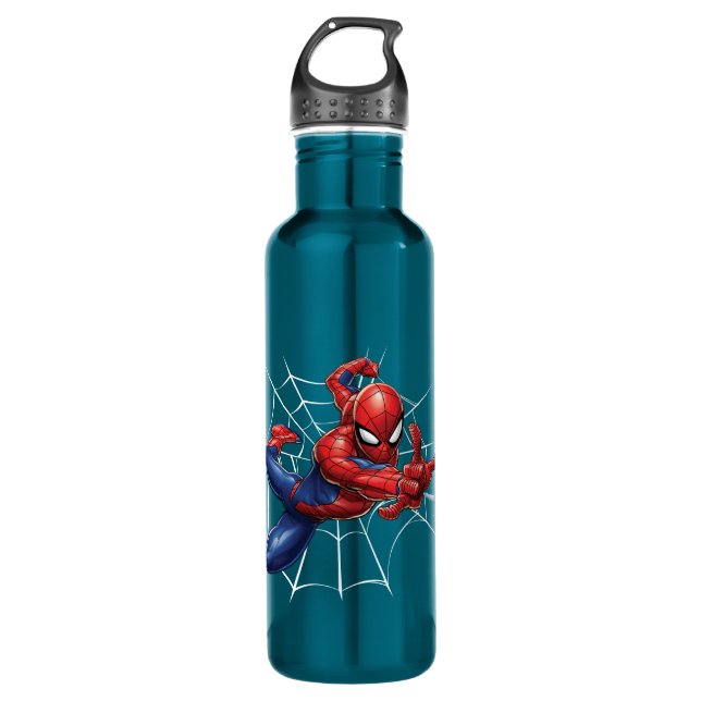 Bouteille D'eau Spider-Man | Motif d'art de caractères géométrique (Devant)