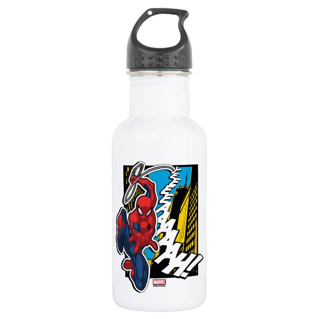 Bouteille D'eau Spider-Man | Panneaux animés tournants Web Pop Art (Devant)