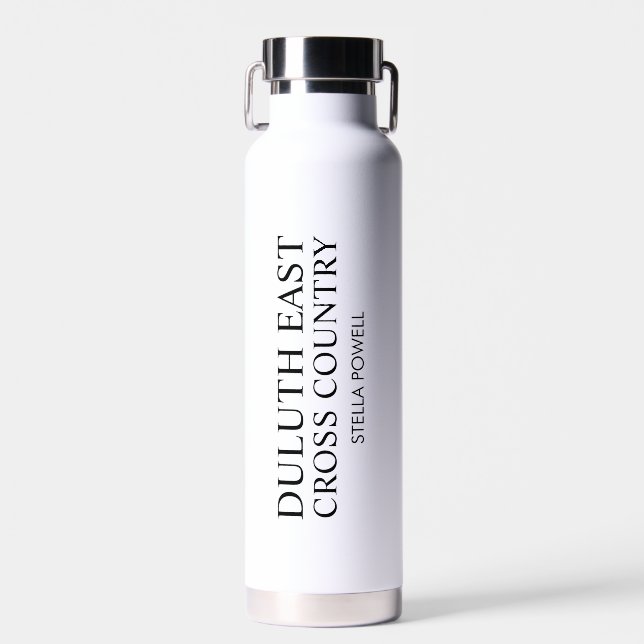 Bouteille D'eau Sports scolaires noirs et blancs personnalisés (Avant)