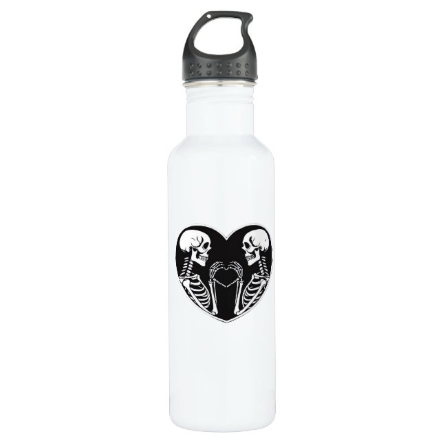 Bouteille D'eau Squelette Mains Coeur Signer Halloween Costume Ret (Devant)