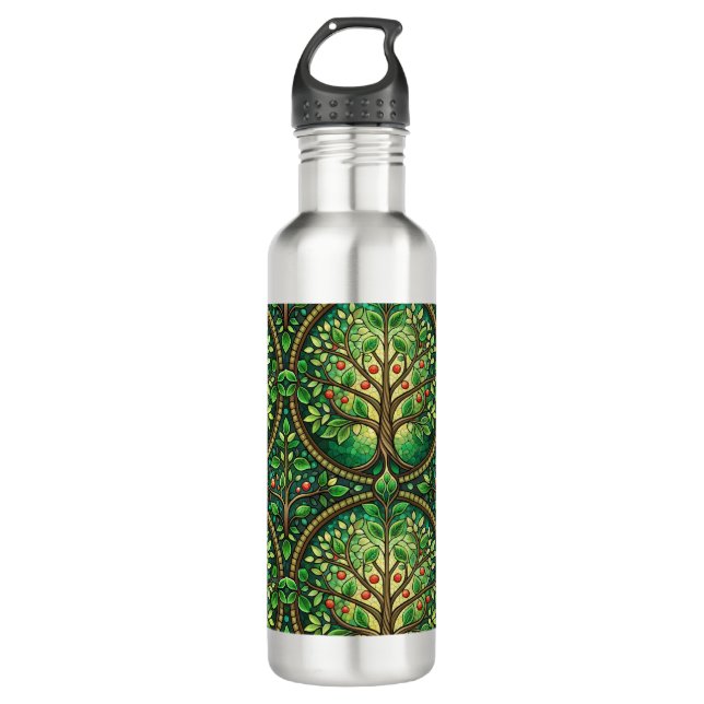 Bouteille D'eau Stainless steel water bottles with intricate green (Devant)