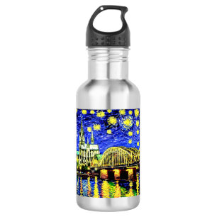 Bouteille D'eau Starry Night Cologne Allemagne Cathédrale