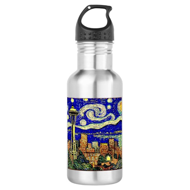 Bouteille D'eau Starry Night Seattle Washington (Devant)