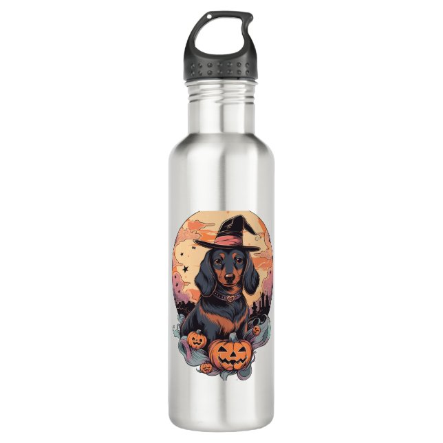 Bouteille D'eau Sticker Halloween Dachshund (Devant)