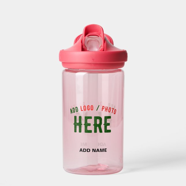BOUTEILLE D'EAU STYLISH MODERNE PERSONNALISABLE ROSE VÉRIFIÉ MARQU (Avant)