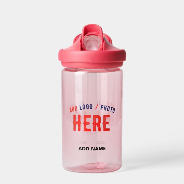 BOUTEILLE D'EAU STYLISH MODERNE PERSONNALISABLE ROSE VÉRIFIÉ MARQU (Avant)