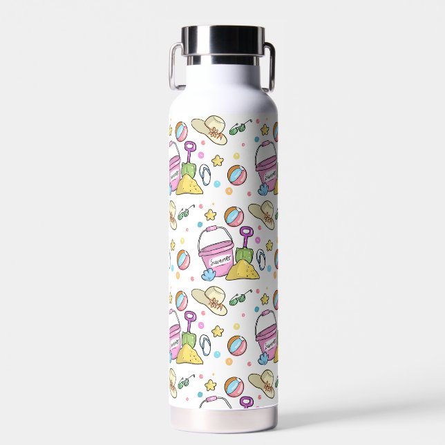Bouteille D'eau Summer Beach Doodles Motif (Avant)
