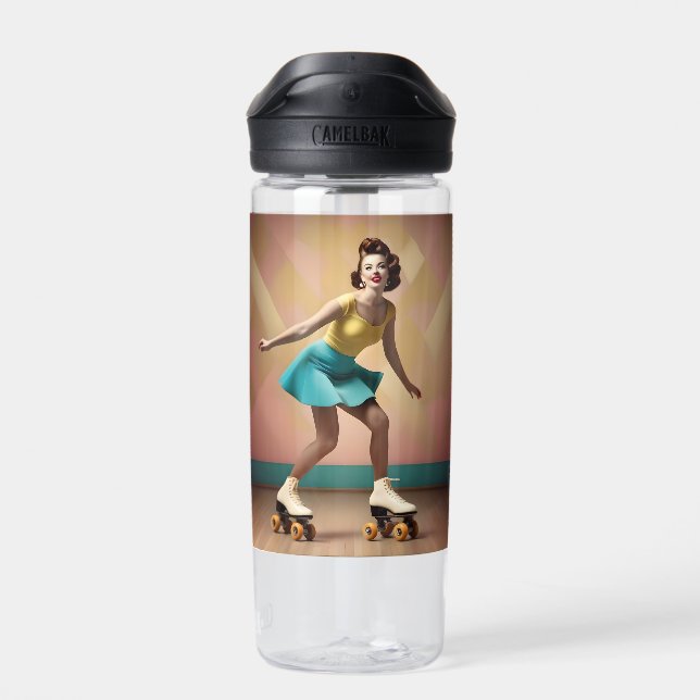 Bouteille D'eau "Super Glide : rythmes rétro sur roues de patinage (Arrière)