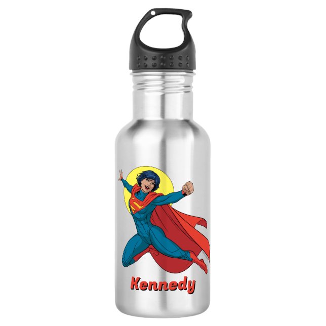 Bouteille D'eau Supergirl volant en costume bleu (Devant)