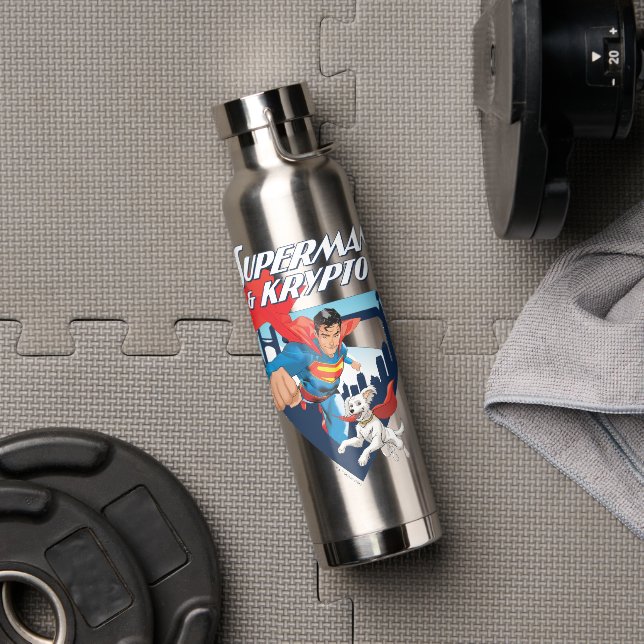 Bouteille D'eau Superman & Krypto Soar (Couvercle)