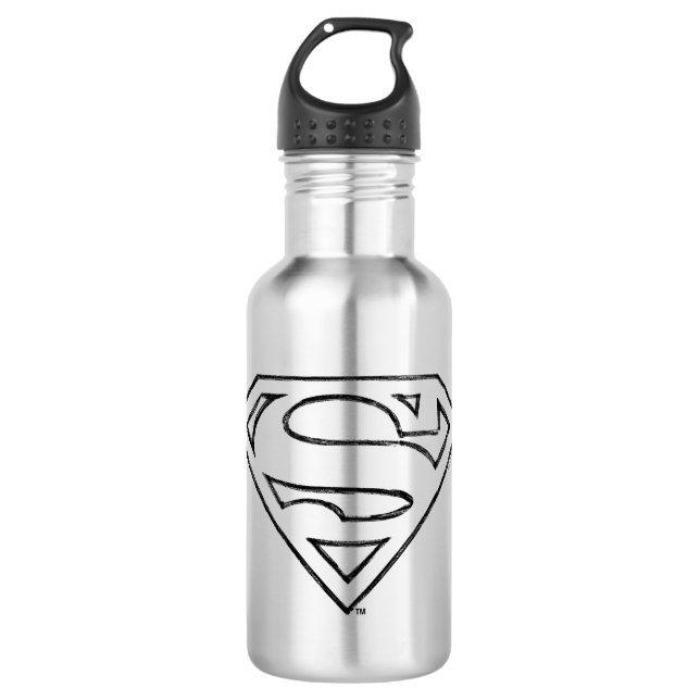 Bouteille D'eau Superman S-Shield | Logo Simple Black Outline (Devant)
