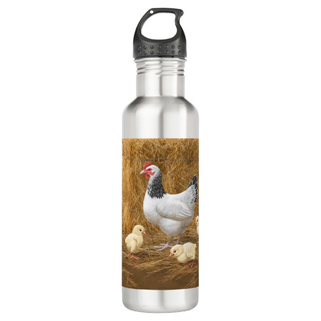 Bouteille D'eau Sussex Chicken Mama Hen et Chicks (Devant)