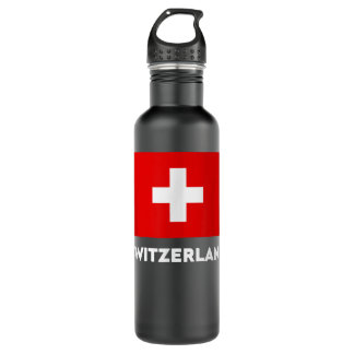 Bouteille D'eau Switzerland Flag Suisse Swiss Schweiz White Red  