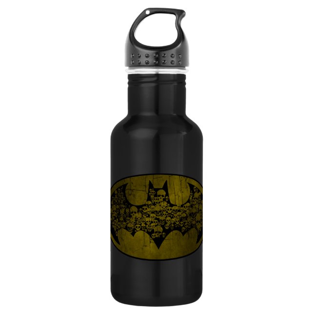 Bouteille D'eau Symbole Batman | Crânes dans le logo de chaume (Devant)