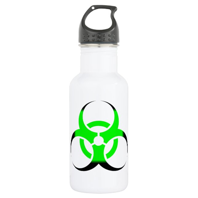 Bouteille D'eau Symbole biologique Biodanger vert et noir (Devant)