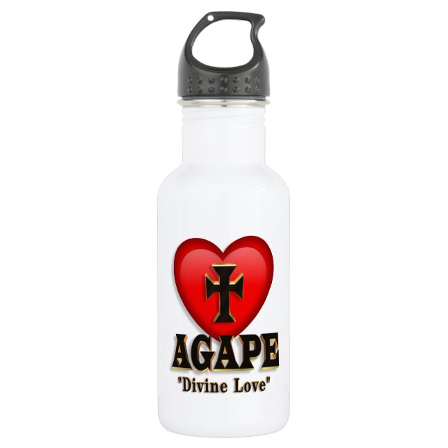 Bouteille D'eau Symbole cardiaque Agape de l'amour divin de Dieu (Devant)