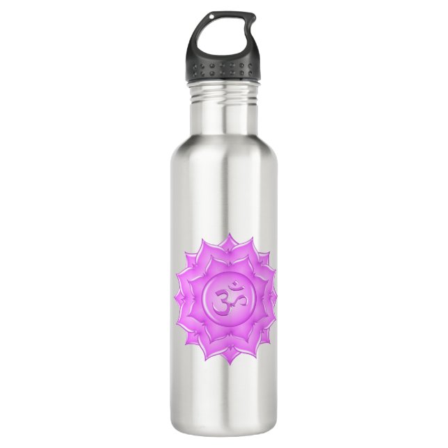 Bouteille D'eau Symbole de l'Om de Lotus en verre rose Dessin (Devant)