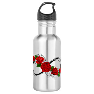 Bouteille D'eau Symbole d'infini avec roses rouges