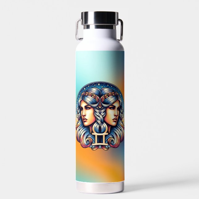 Bouteille D'eau SYMBOLE Horoscope Gemini | SIGNE D'Astrologie Jume (Avant)