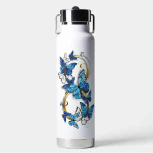 Bouteille D'eau Symbole infini de papillons Morpho bleus