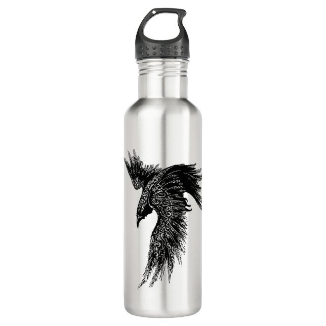 Bouteille D'eau Symbole viking de Corbeau Norse (Devant)