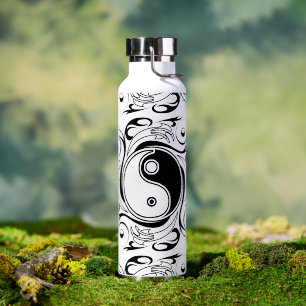 Bouteille D'eau Symbole Yin & Yang Style de tatouage noir et blanc