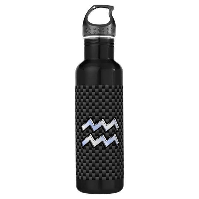 Bouteille D'eau Symbole Zodiaque d'argent Aquarius Style fibre de  (Devant)
