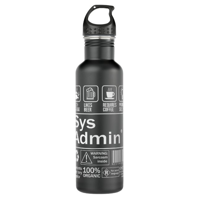 Bouteille D'eau System Administrator Étiquette produit Unix Linux  (Devant)