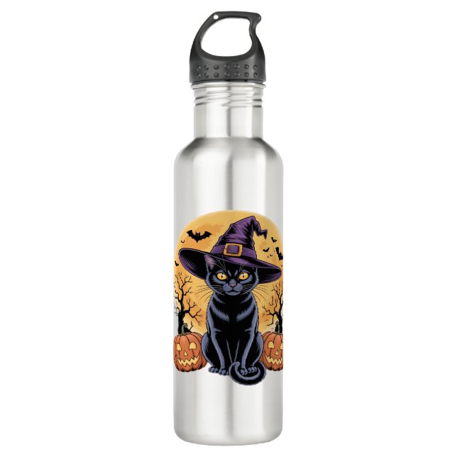 Bouteille D'eau T-shirt Citrouille essentiel Halloween Chat (Devant)