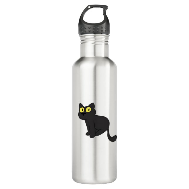 Bouteille D'eau T-shirt classique Chat noir d'Halloween (Devant)
