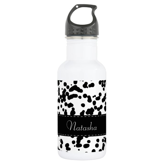 Bouteille D'eau Taches dalmatiennes noires et blanches (Devant)