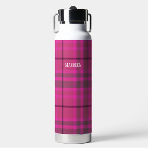 Bouteille D'eau Tartan préppant rose et violet