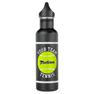 Bouteille D'eau Tennis Custom Équipe et Nom du joueur Sports Noir
