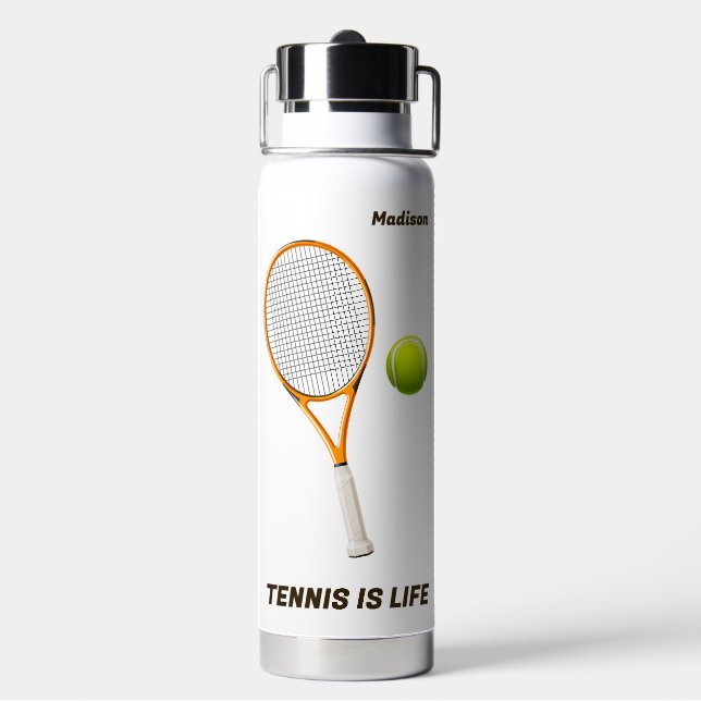 Bouteille D'eau Tennis de nom et de texte personnalisés (Arrière)