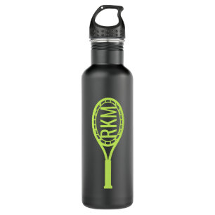 Bouteille D'eau Tennis Monogramme Jaune Noir Personnalisé