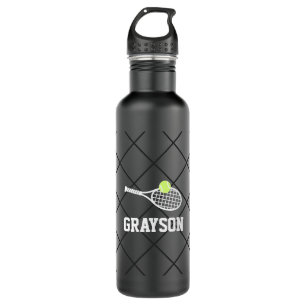 Bouteille D'eau Tennis Nom personnalisé Modern Black