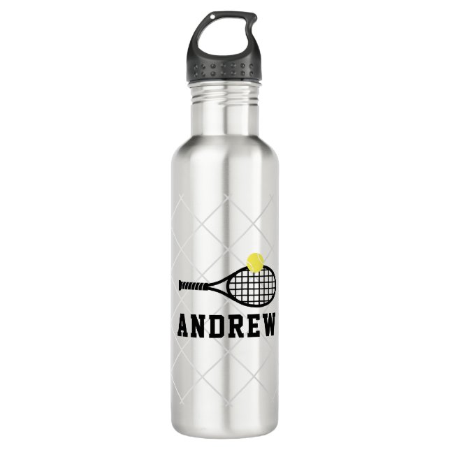 Bouteille D'eau Tennis Personnalisé Silver Grey (Devant)
