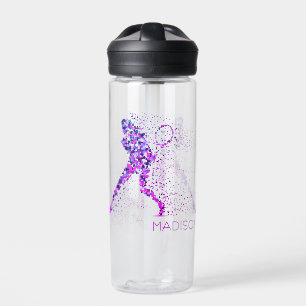 Bouteille D'eau Tennis Pixels Rose Nom personnalisé