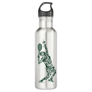 Bouteille D'eau Tennis T Shirt - Joueur Positionne des boules Rack