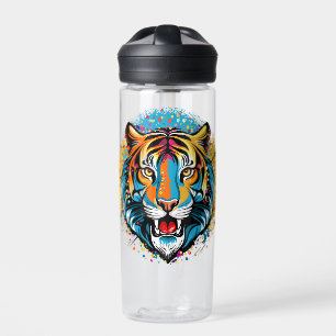Bouteille D'eau Tête de tigre couleurs arc-en-ciel peinture taches