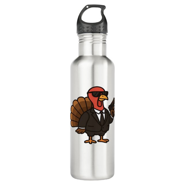 Bouteille D'eau Thanksgiving Secret Agent Turkey Classic T-Shirt (Devant)