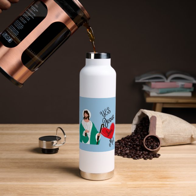 Bouteille D'eau The "Yes, Jesus Loves Me" Water bottle (Café (pivoté))