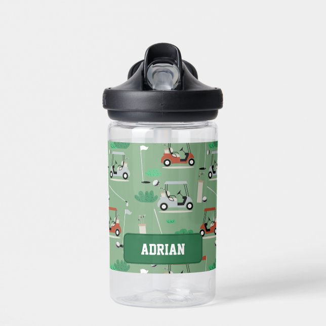Bouteille D'eau Thème de golf de Golfer moderne Nom personnalisé (Avant)
