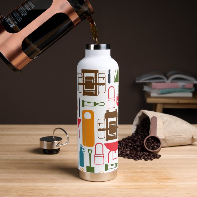 Bouteille d'eau thème l'essentiel du camping (Café)