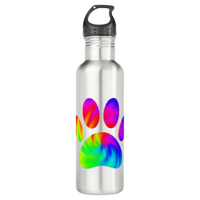 Bouteille D'eau Tie Dye Chien Empreinte de patte Graphic (Devant)