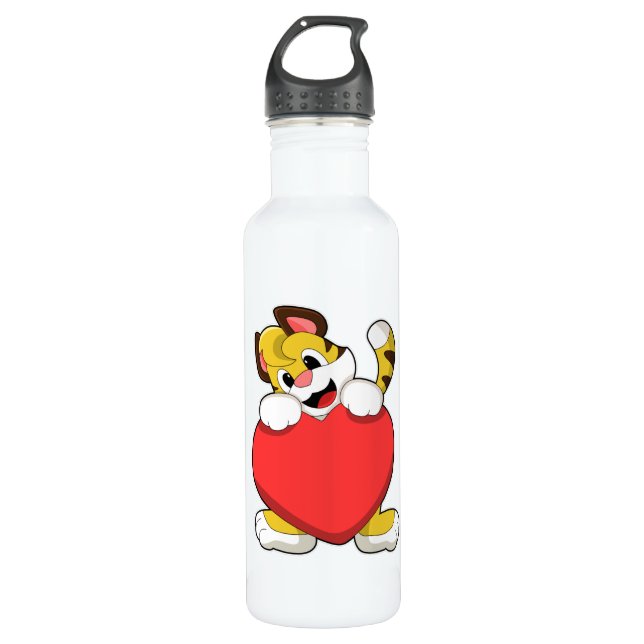 Bouteille D'eau Tigre avec coeur (Devant)