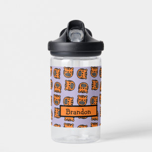 Bouteille D'eau Tigre brun mignon visage violet motif